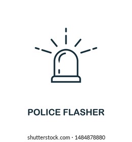 Police Flasher thin line icon. Creative simple design from security icons collection. Outline police flasher icon for web design and mobile apps usage.