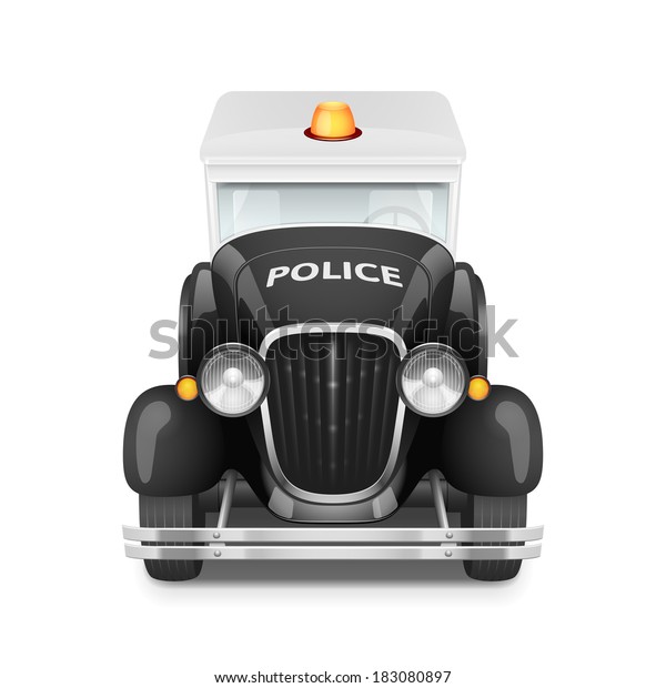 Police With Flashing Lights Retro Car Icon,\
Vector Illustration