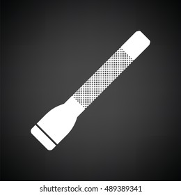 Police flashlight icon. Black background with white. Vector illustration.
