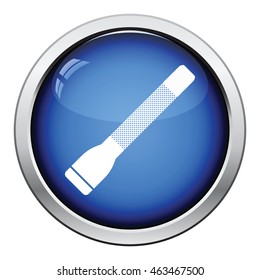 Police flashlight icon. Glossy button design. Vector illustration.