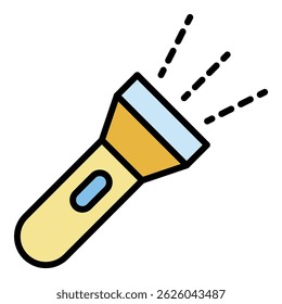 Police flashlight icon. Outline police flashlight vector icon color flat isolated