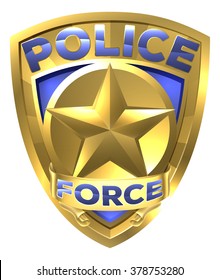 A Police Force Gold Badge with a star in the centre