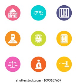Police force icons set. Flat set of 9 police force vector icons for web isolated on white background