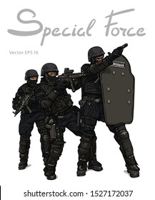 Police Forces Anti Terror Operation. Vector Sketch