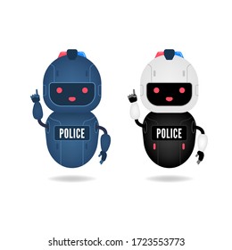 Police friendly android robot character.