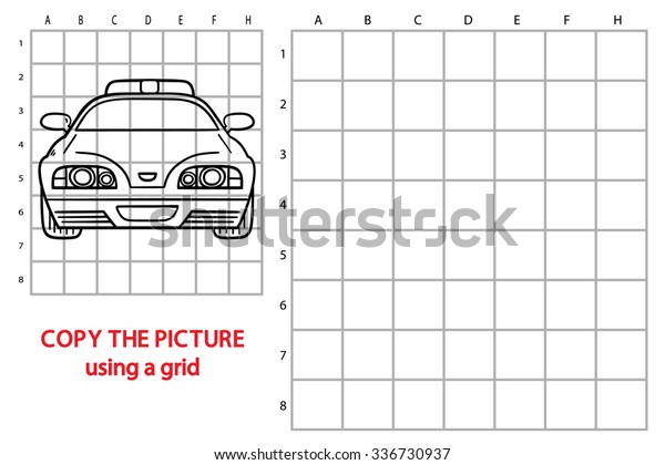 police game. Vector illustration of grid copy
puzzle with police car for
children