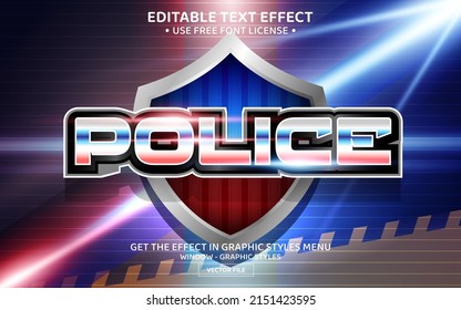 Police glow 3D editable text effect template