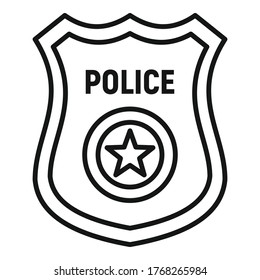 Police gold badge icon. Outline police gold badge vector icon for web design isolated on white background