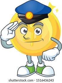 Police gold coin with design character mascot