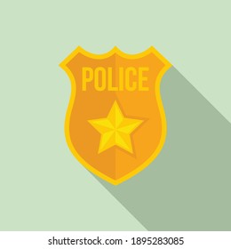 Police gold shield icon. Flat illustration of police gold shield vector icon for web design