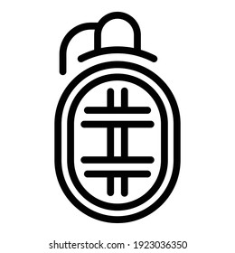 Icono de la granada policial. Esbozar icono vectorial de granada policial para diseño web aislado en fondo blanco