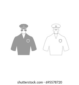 Police grey set icon .