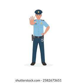 Police hand sign to stop vector illustration