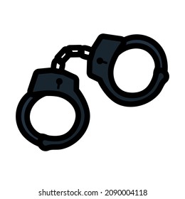 Police Handcuff Icon. Editable Bold Outline With Color Fill Design. Vector Illustration.