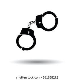 Police handcuff icon. White background with shadow design. Vector illustration.