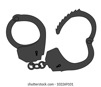 Police handcuffed gray on a white background