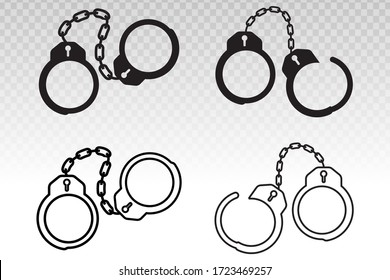 Police handcuffs flat icon a transparent background