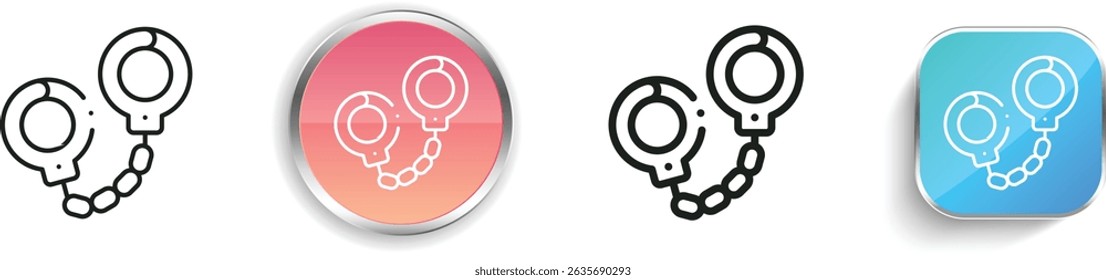 police handcuffs icon. Thin Linear, Regular and Button Style Design Isolated On White Background
