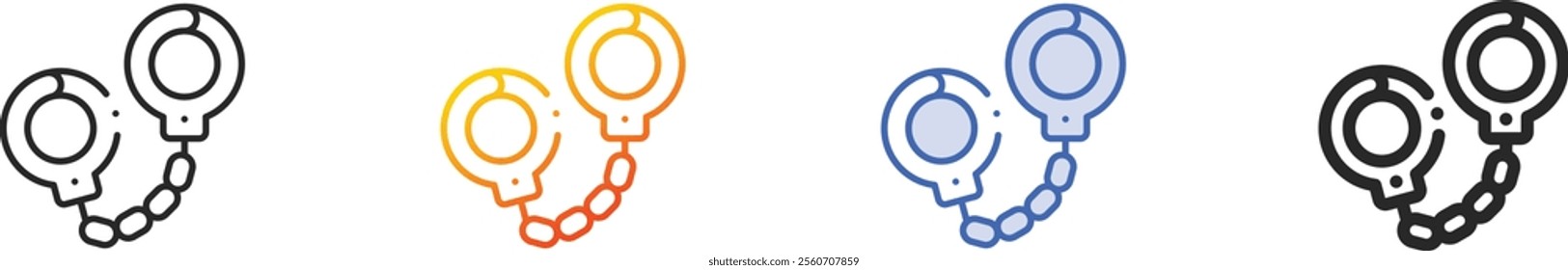 police handcuffs icon.Thin Linear, Gradient, Blue Stroke and bold Style Design Isolated On White Background