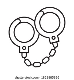 police handcuffs line style icon design, Officer cop security law character job person people safety and crime theme Vector illustration