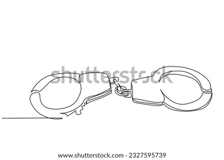 police handcuffs object one single line art