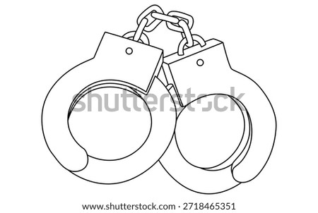 Police Handcuffs Silhouette Vector Icon Isolated on White Background, Crime and Justice Symbol
