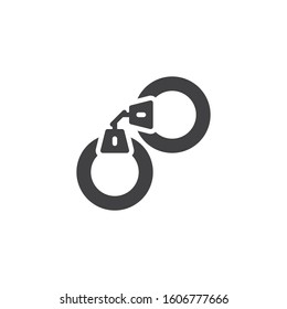 Police handcuffs vector icon. filled flat sign for mobile concept and web design. Handcuffs glyph icon. Symbol, logo illustration. Vector graphics