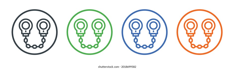 Police handcuffs vector icon set.