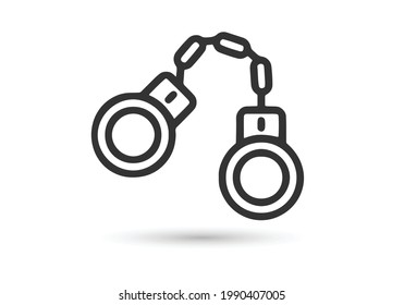 Icono de la ilustración del vector de esposas de la policía sobre fondo blanco