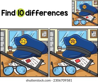 Police Hat And Baton Find The Differences