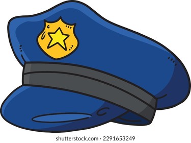 Police Hat Cartoon Colored Clipart Illustration