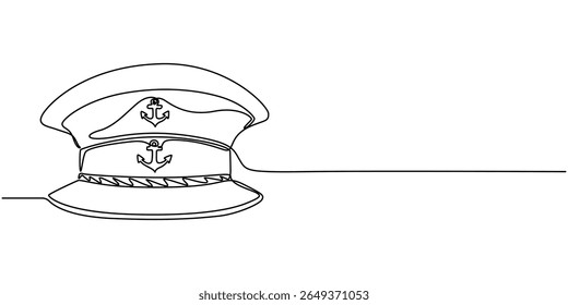 police hat continuous one line drawing, Hat with security guard badge, Police hat.