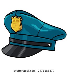 Police Hat Cop Cap Doodle Drawing Vector Illustration