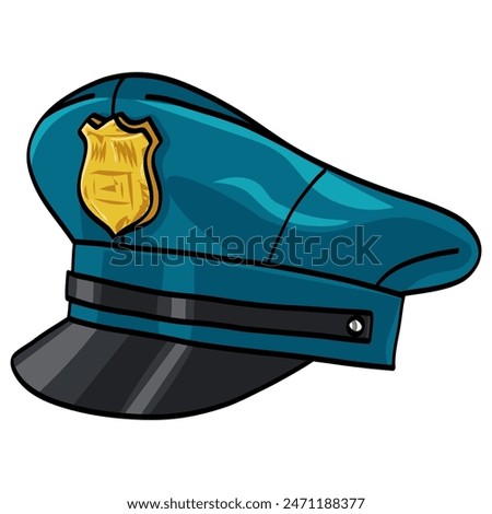 Police Hat Cop Cap Doodle Drawing Vector Illustration