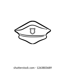 Police Hat Doodle Icon Vector 