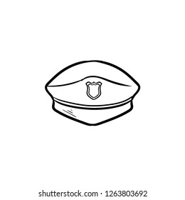 police hat doodle icon vector 