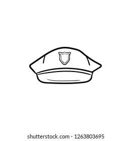 police hat doodle icon vector 