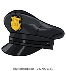 Ilustración vectorial de dibujo de sombrero de policía