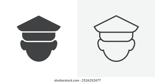 Icono de sombrero de policía plano y diseño de conjunto simple