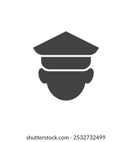 Icono de sombrero de policía plano y diseño de conjunto simple