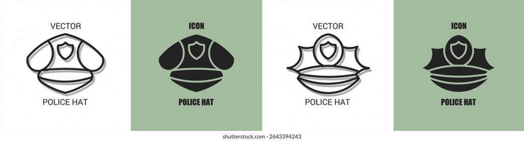Police hat icon line. Police hat vector illustration.
