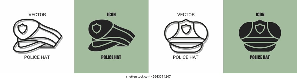Police hat icon line. Police hat vector illustration.