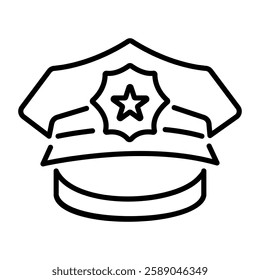 Police hat icon in linear style 