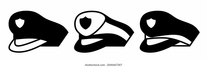 Police hat icon on white background. Vector logo police hat illustration.