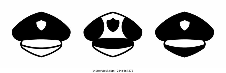 Police hat icon on white background. Vector logo police hat illustration.