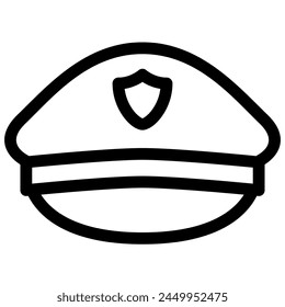 police hat icon with outline style