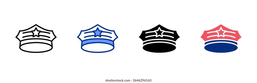 Coleção de vários estilos de folha de ícone Police Hat