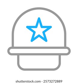 Police hat icon with star. Concept of law enforcement, security, and authority.