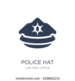 Police hat icon. Trendy flat vector Police hat icon on white background from law and justice collection, vector illustration can be use for web and mobile, eps10