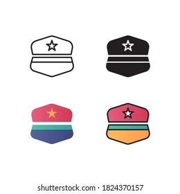 police hat icon vector with different style design. isolated with white background